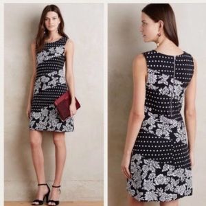 Maeve Effemy jacquard knit shift dress black white